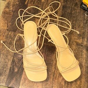 Zara Nude Wrap-Around Strappy Heels